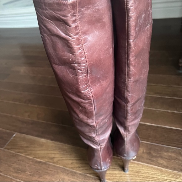 Authentic Gucci Tall Brown High Heel Leather Boot-sz 7.5 - Picture 11 of 16